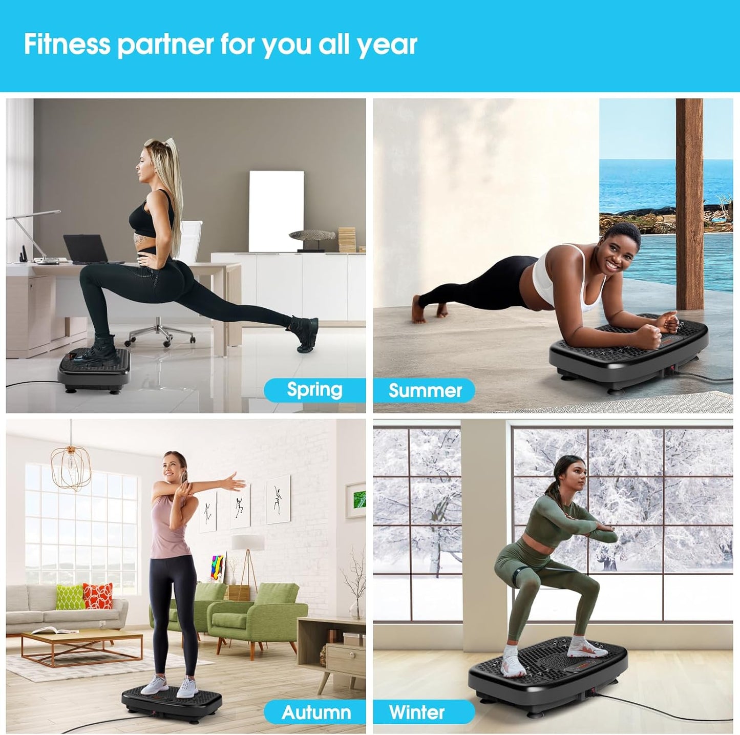 SoftGym Vibration Plate - Whole Body Exercise Machine for Lymphatic Drainage | 450 Lbs Capacity with Resistance Bands