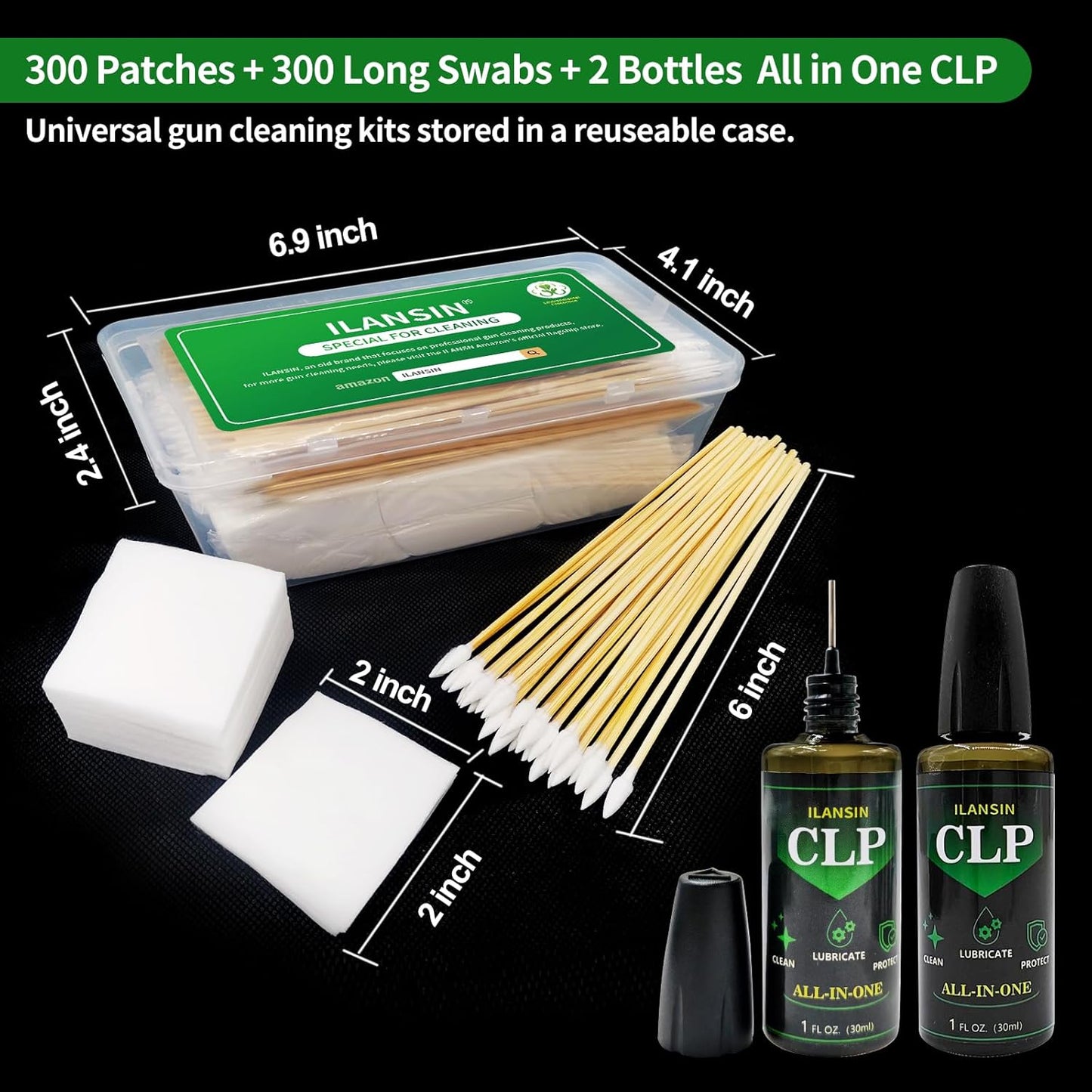 Skiennix Gun Cleaning Kit - 1700PCS Supplies with 1500 Patches & 200 Swabs | Lint-Free Rags & Cotton Swabs