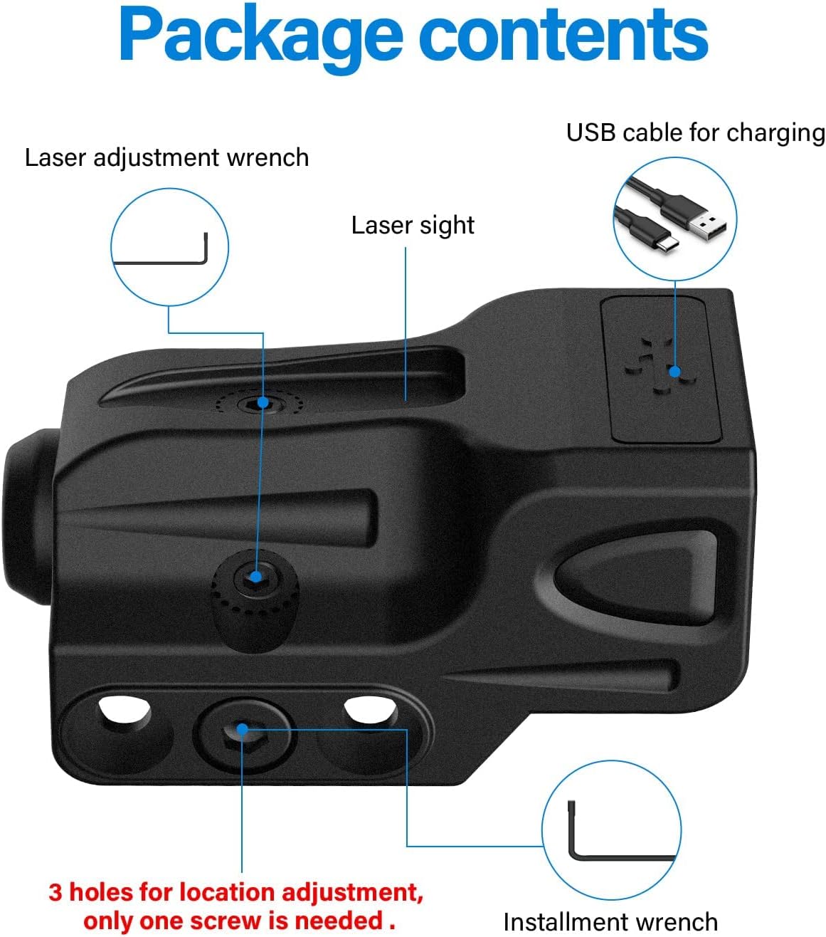 SOLOFISH Laser Sight for Pistol - Rechargeable Green/Red/Blue with Pic-Rail Compatibility