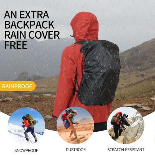 IX INOXTO Hiking Backpack for Men and Women, 30L Waterproof Camping Backpack with 3L Water Bladder and Rain Cover, Lightweight Outdoor Sport Travel Daypack Rucksack for Climbing Cycling (Dark gray)