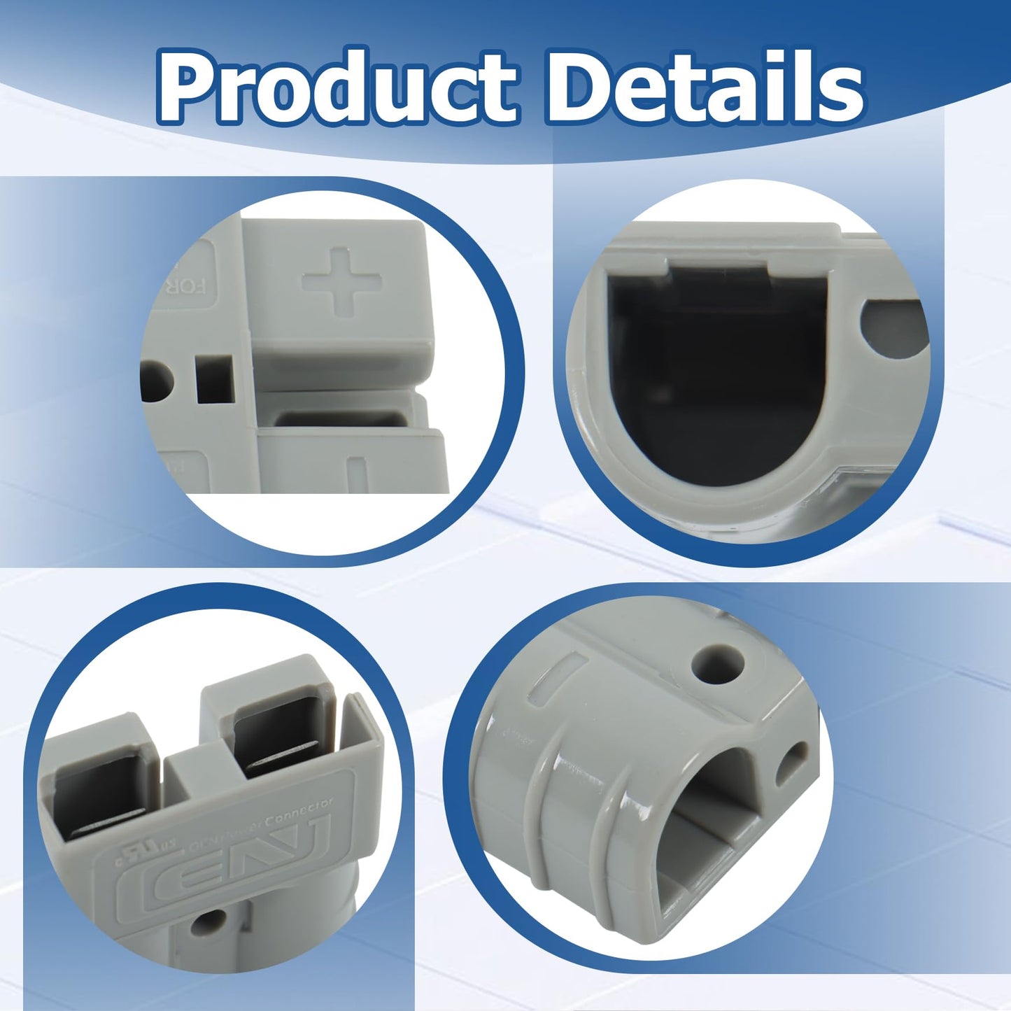 WFLNHB Gray Sb50 with 6G Contacts Cart Side Charger Plug Receptacle Replacement for EZGO 83-94