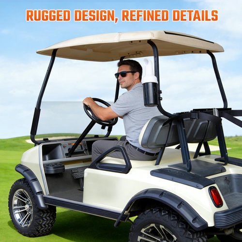 CLUBRALLY Golf Cart Sand Bottle with Holder, Universal No Drilling Sand Bottle Kit, Large Capacity Divot Filler Sand Container, Fits Club Car, EZGO, Yamaha with 1" Square Tubes -1 Pack