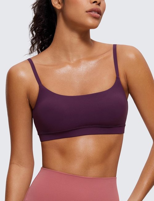 CRZ YOGA Sports Bras for Women - Butterluxe Adjustable Spaghetti Strap Wireless Crop Top
