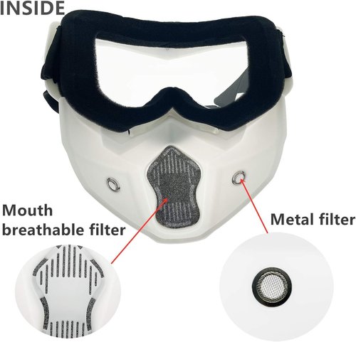 LJDJ Motorcycle Goggles - Anti-UV Removable Face Mask for Dirt Bike & ATV | Adjustable MX Eyewear
