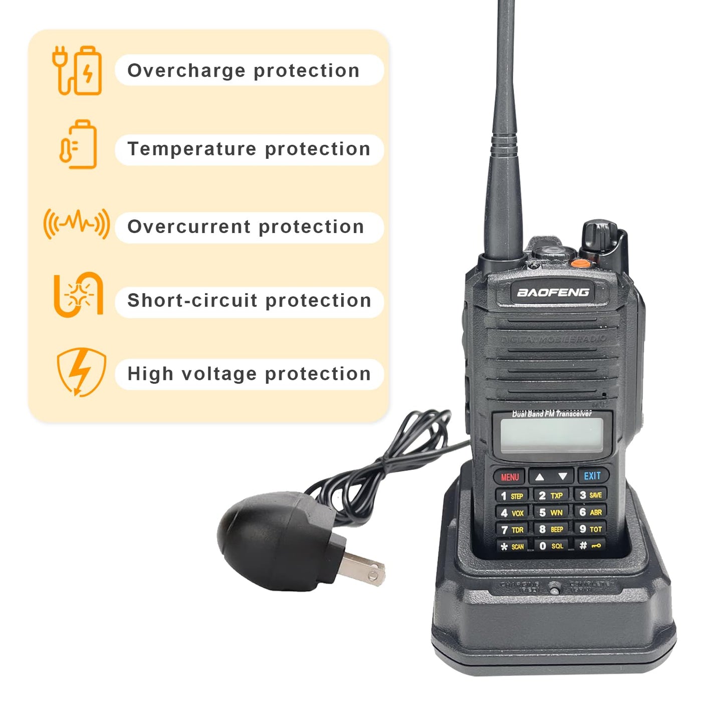 BAOFENG Battery Charger Base with US Adapter for BAOFENG Waterproof Two Way Radio V-9R Plus/UV-9R Plus MK1 /UV-9G /UV-9R Pro/UV-9R Pro V1/V2 /T57 /BF-T57 /GMRS-9R /BF-A58 /BF-9700 /UV-82WP