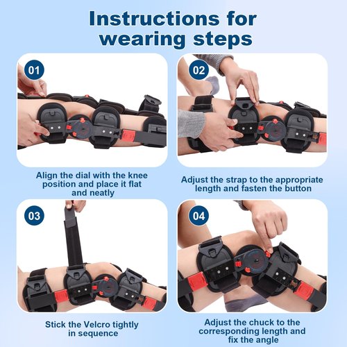 Hinged ROM Knee Brace with Side Stabilizers, Adjustable Post Op Knee Support Orthosis Immobilizer for ACL, PCL and MCL Injury, Medical Knee Orthopedic Support, Leg Stabilizer for Left or Right Leg, Men and Women (Red)