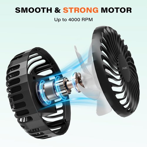 A2C Golf Cart Fan Rechargeable Magnetic Base Battery Operated Portable Fan 3 Speeds 4000 RPM Strong Airflow Compatible with Yamaha, EZGO, Club Car - 360° Rotatable Golf Cart & Cruise Ship Accessories