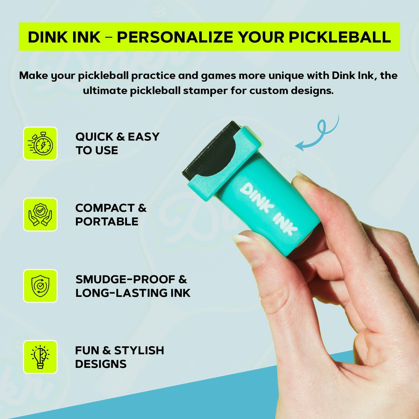 Dink Ink- Self-Inking Reusable Pickleball Marker | Personalize Your Pickleballs with Precision | Quick-Dry, Smudge-Free Durable Ink | Perfect for Pickleball Marking Accessories (Heart of the Game)