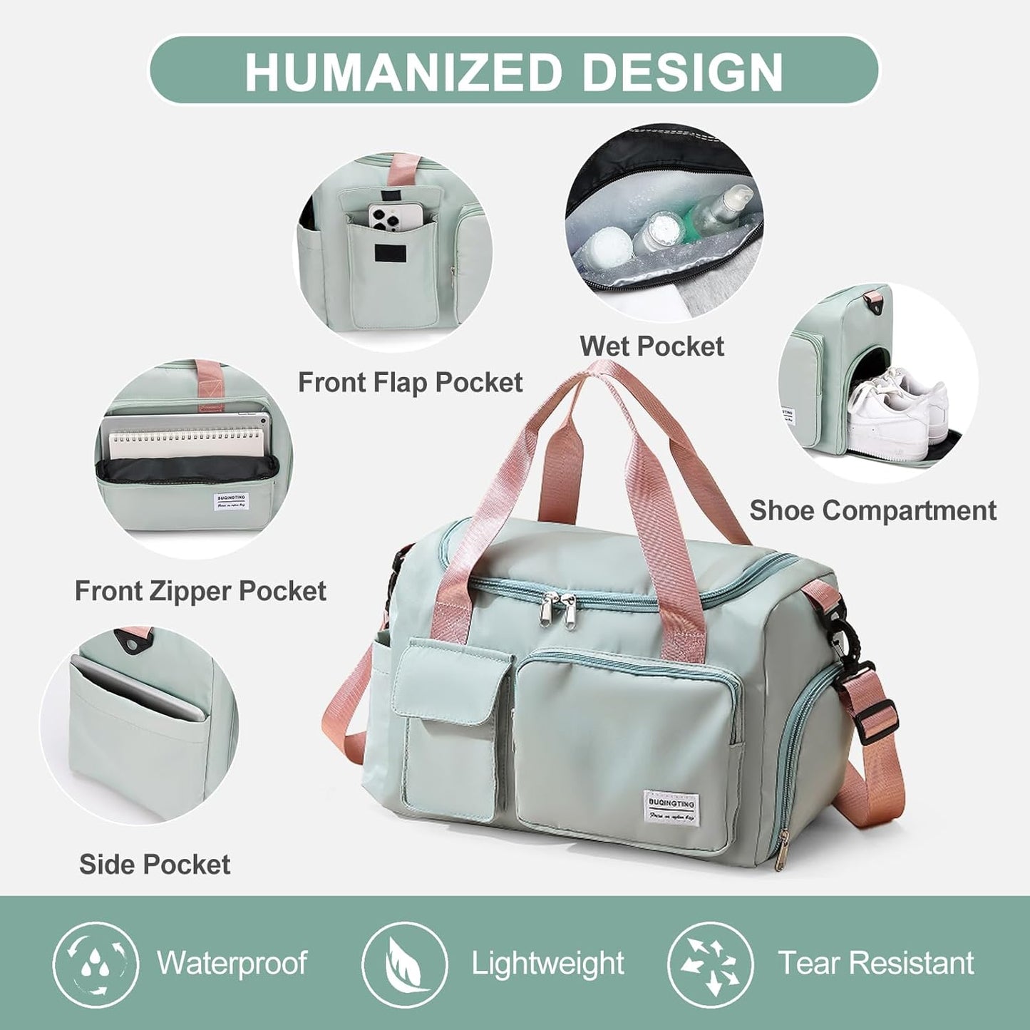 Skiennix Small Gym Bag - Women's Travel Duffle with Shoe Compartment | Perfect for Weekend Getaways