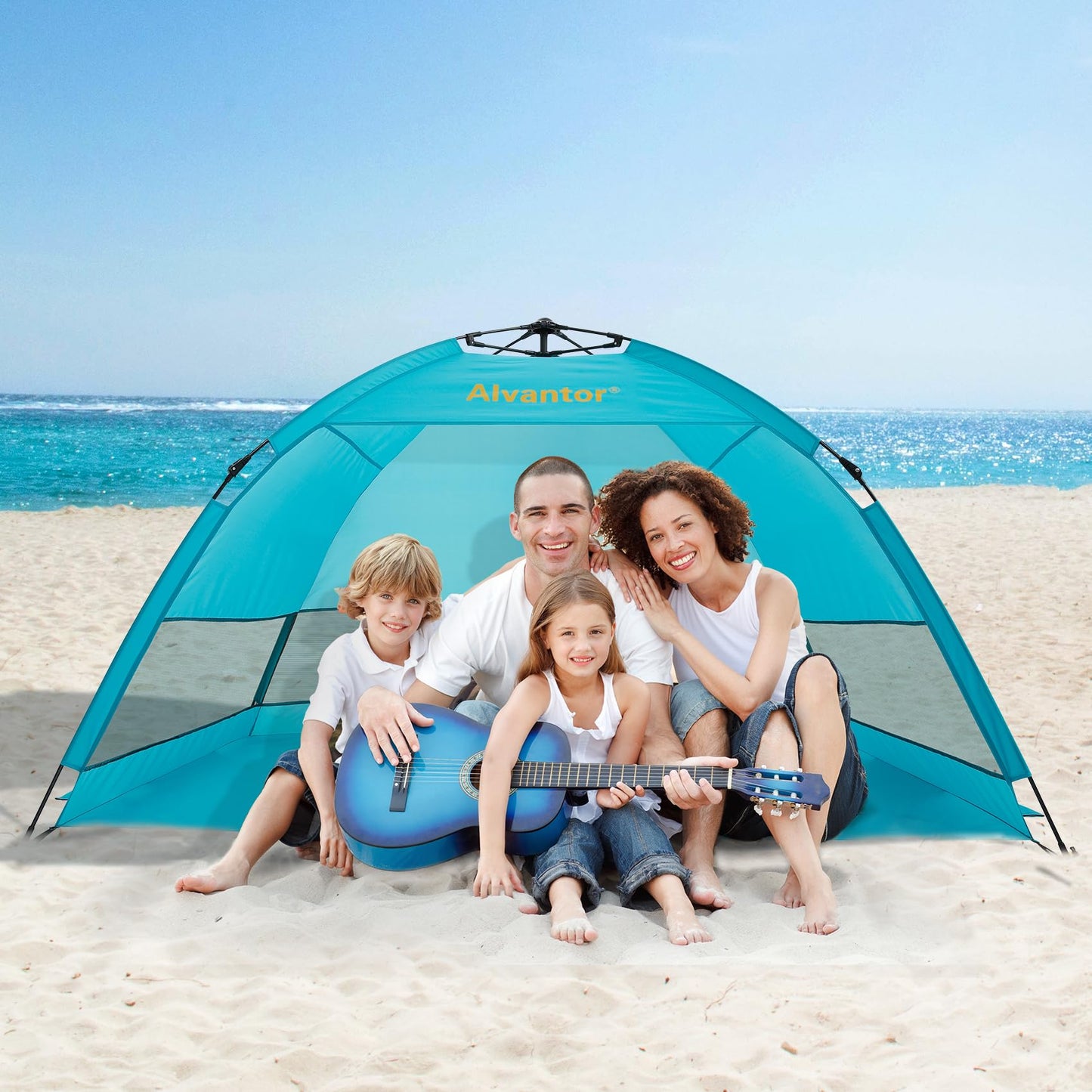 Alvantor® Beach Tent Beach Umbrella Outdoor Sun Shelter Cabana Automatic Pop Up UPF 50+ Sun Shade Portable Camping Hiking Canopy Easy Setup Windproof