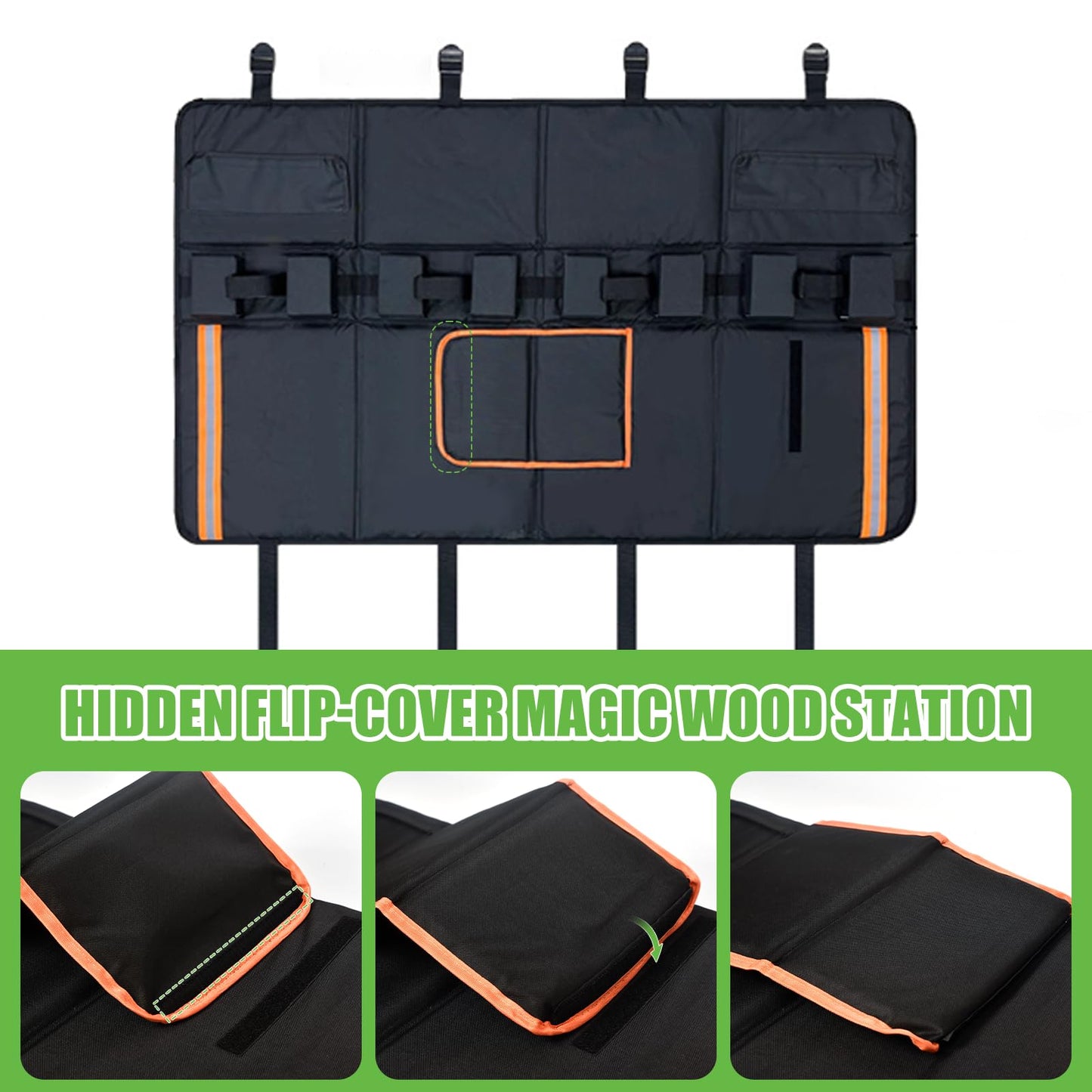 Umaogus Tailgate Bike Pad, 52in Upgraded Thickened Groove Design Truck Tailgate Pad for Mountain Bikes, Road Bicycle, Tailgate Cover with Reflective Strips and Tool Pockets