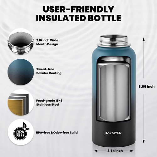 Hydro Flask Insulated Water Bottle - 32 oz Triple Wall Vacuum Stainless Steel | Keeps Drinks Cold for 48 Hrs & Hot for 24 Hrs
