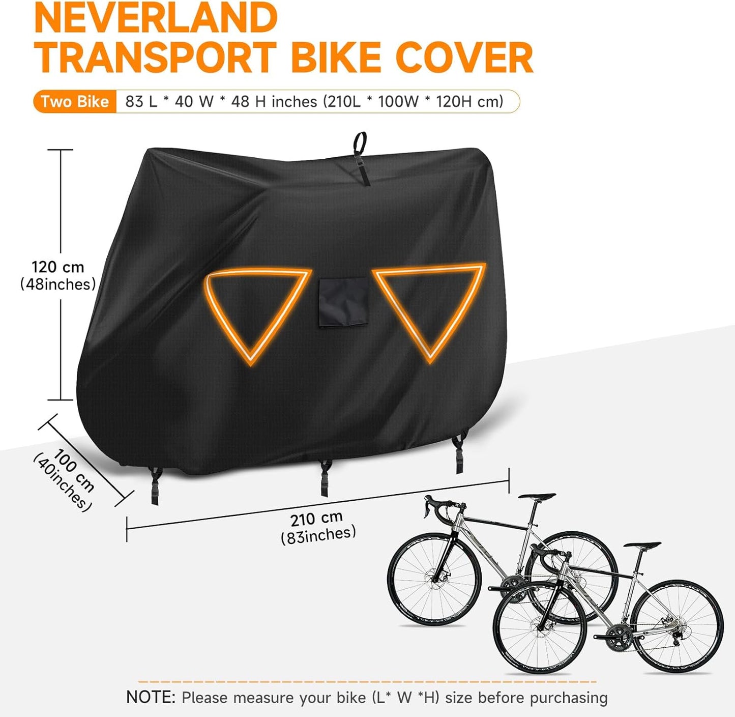 Neverland Waterproof Bike Cover - Durable 600D Oxford Material for Outdoor Storage & Travel | Fits 2 Bikes