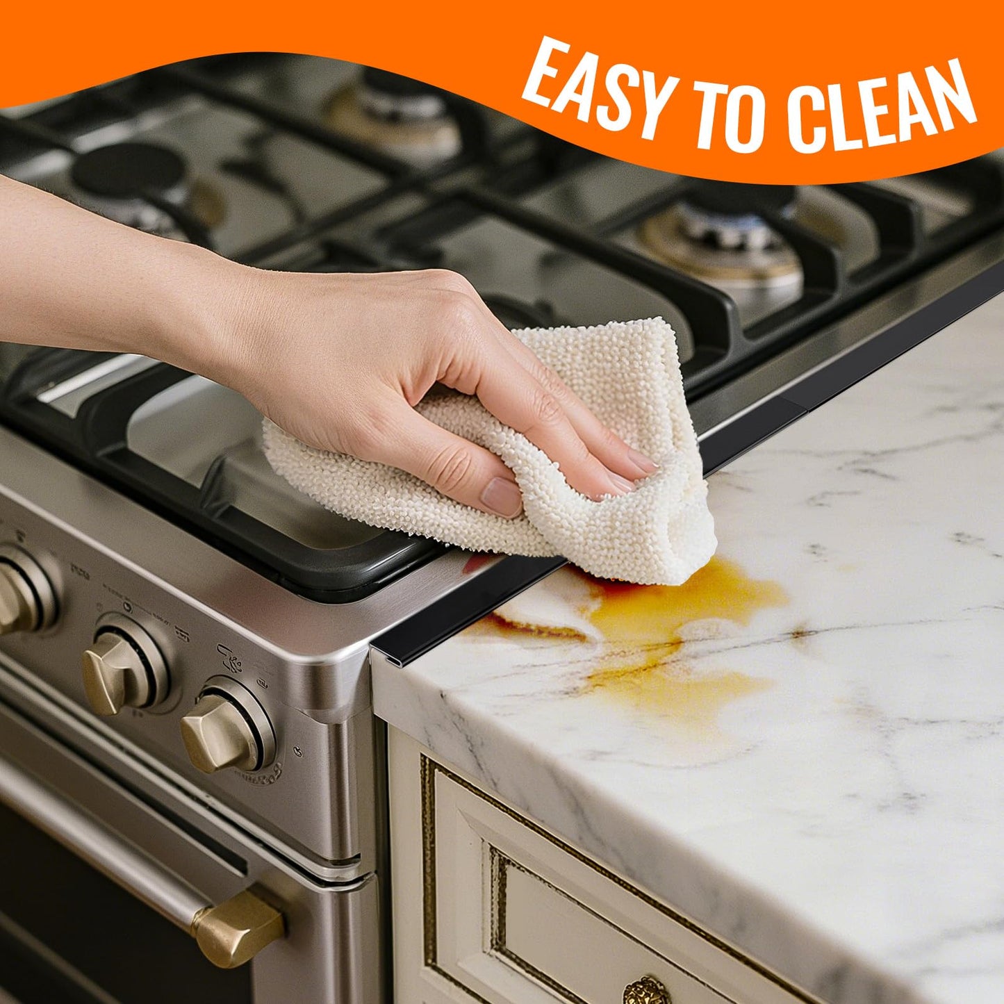 Stove Gap Covers Stainless Steel, 2 Pack Stove Gap Filler for Kitchen, Range Trim Kit for Counter Sink, Adjustable Length 13" to 28" Heat Resistant Stove Guard Between Stove & Countertop, Black