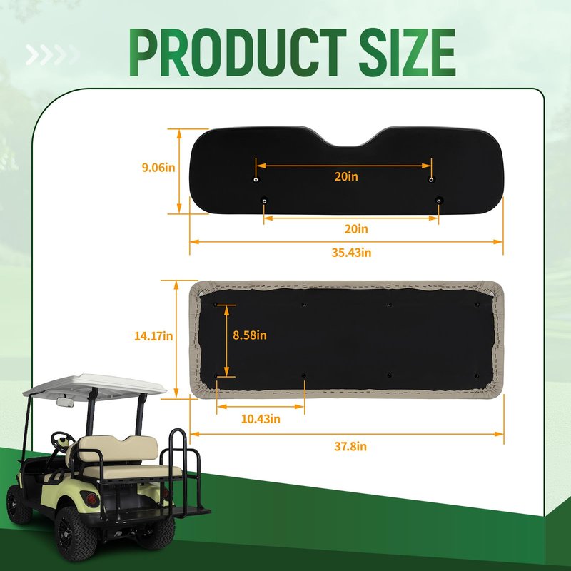 Wutist Universal Golf Cart Tan Seat Bottom & Seat Backrest Compatible with Yamaha, EZGO TXT/RXV/ST, Club Car DS & Precedent and Other 2+2 Passengers Golf Cart with Rear Flip Seat