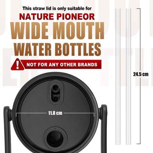 NATURE PIONEOR Sports Water Bottle Straw Lid, Replacement Lid Accessory Only Compatible 64/84/128oz Wide Mouth Water Bottle Set, Easy to Carry