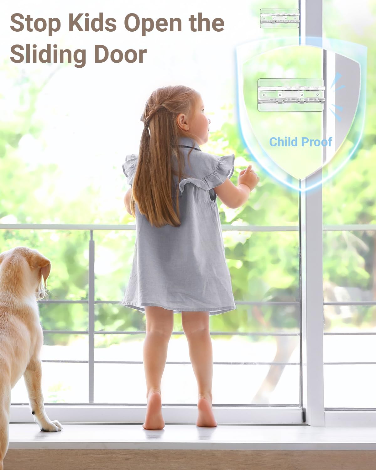 Sliding Door Lock Window Locks - 2 Pack Sliding Glass Door Lock for Child Safety Closet Door Security Locks for Kids Home Security Door Lock Safety Childproof for Inside Flip Door Latches Bar Stopper