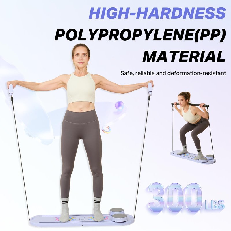 TTFP Pilates Board, Pilates Reformer Set with Timer, Multifunctional Abdominal Board Ab Core Trainer Home Workout Equipment (Lavender)