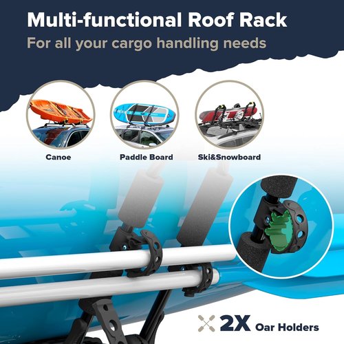 ARKSEN Universal Folding Kayak Roof Rack - Heavy Duty Adjustable J-Bar Carrier for Cars, SUVs & Trucks