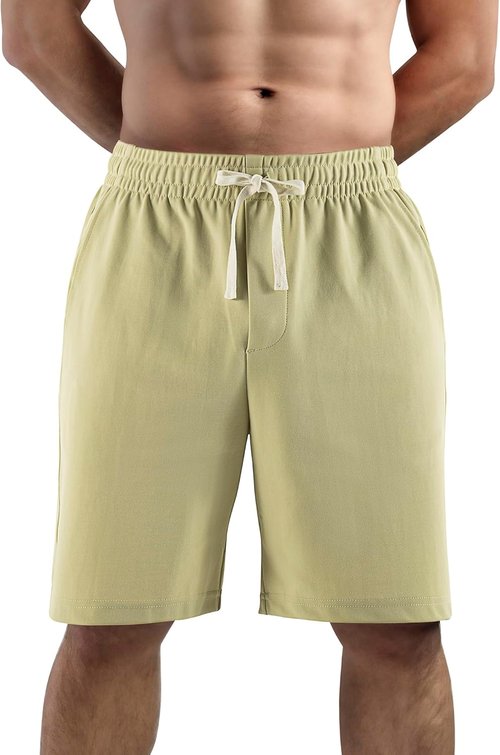 Lkrhzevg Men's Casual Beach Shorts - Elastic Waist & Drawstring with Pockets | Perfect for Outdoor Activities