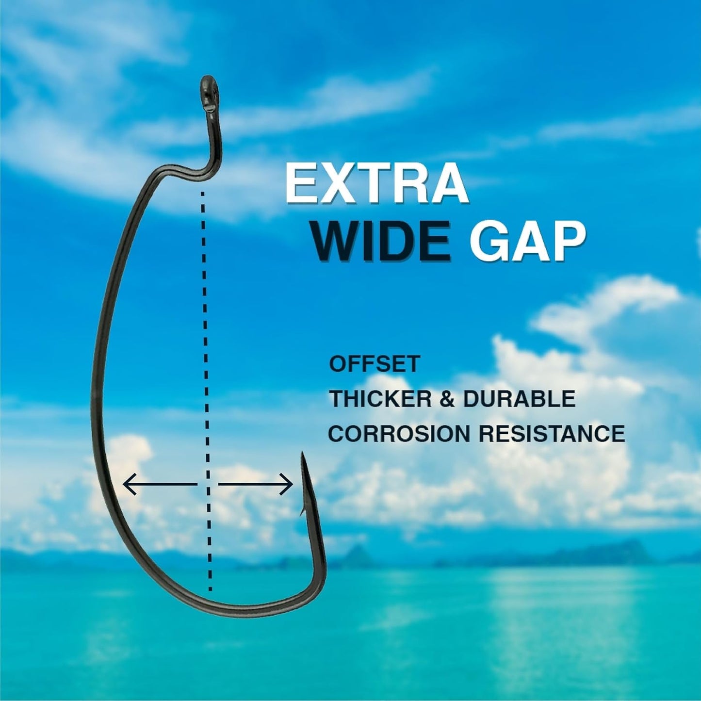 Reaction Tackle Offset EWG Worm Hooks - Super Strong Wide Gap for Soft Plastic Baits | 25 Pack