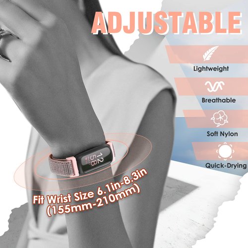 Bcuckood Nylon Band Compatible with Fitbit Inspire 3/2/HR/Fitbit Ace 3/2 Soft Nylon Sport Wristband Breathable Adjustable Replacement Strap for Women Men