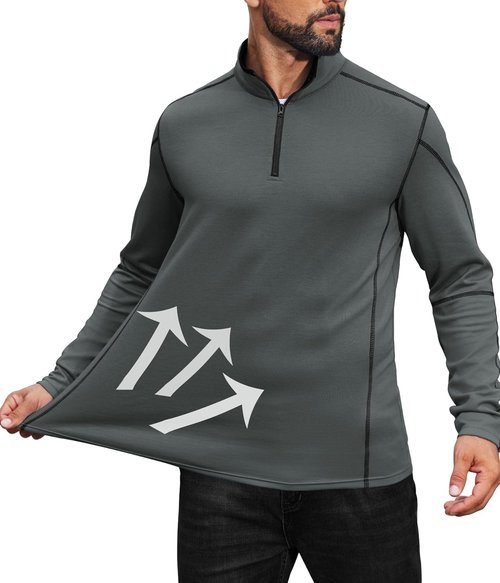 COOFANDY Men's Athletic Quarter Zip Pullover - Long Sleeve Running Shirt for Fall Workouts | Comfortable Fit