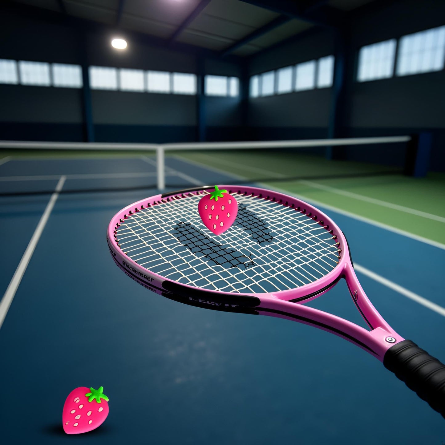 Pink Strawberry Tennis Racket Vibration Dampener Soft Silicon Racket Dampener Cartoon Shape Tennis Racquet Shock Absorbers Tennis Racket for Racquetball, Tennis Vibration Dampeners
