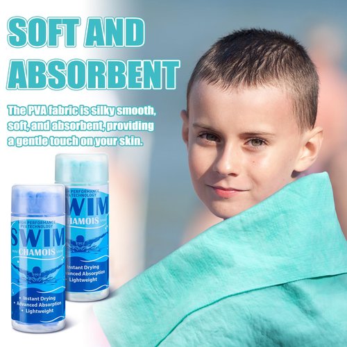 SmoothNovelty 2 Pack Swim Chamois Towel Water Absorbent Quick Dry Towel Shammy Chamois Cloth for Swimming Car Drying Diving Water Sports Beach Shower Pool Swimmer Gift(Blue, Aqua,13 x 17 Inch)