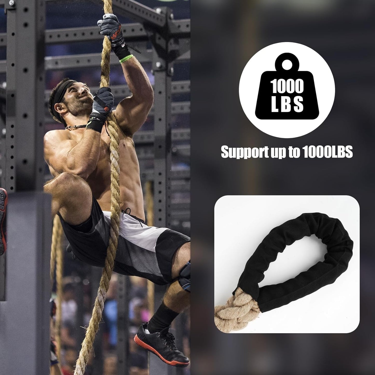 X XBEN Climbing Rope - Heavy-Duty Jute Rope for Gym & Fitness | 10FT, 20FT, 30FT, 50FT Options