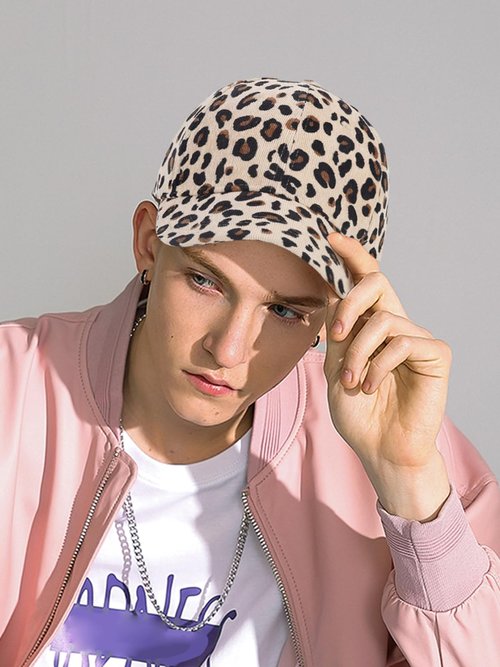 Nanwansu Adjustable Baseball Cap Leopard Print Hat Cotton Sunhat Headwear Outdoor Shade Sports Cap Beige