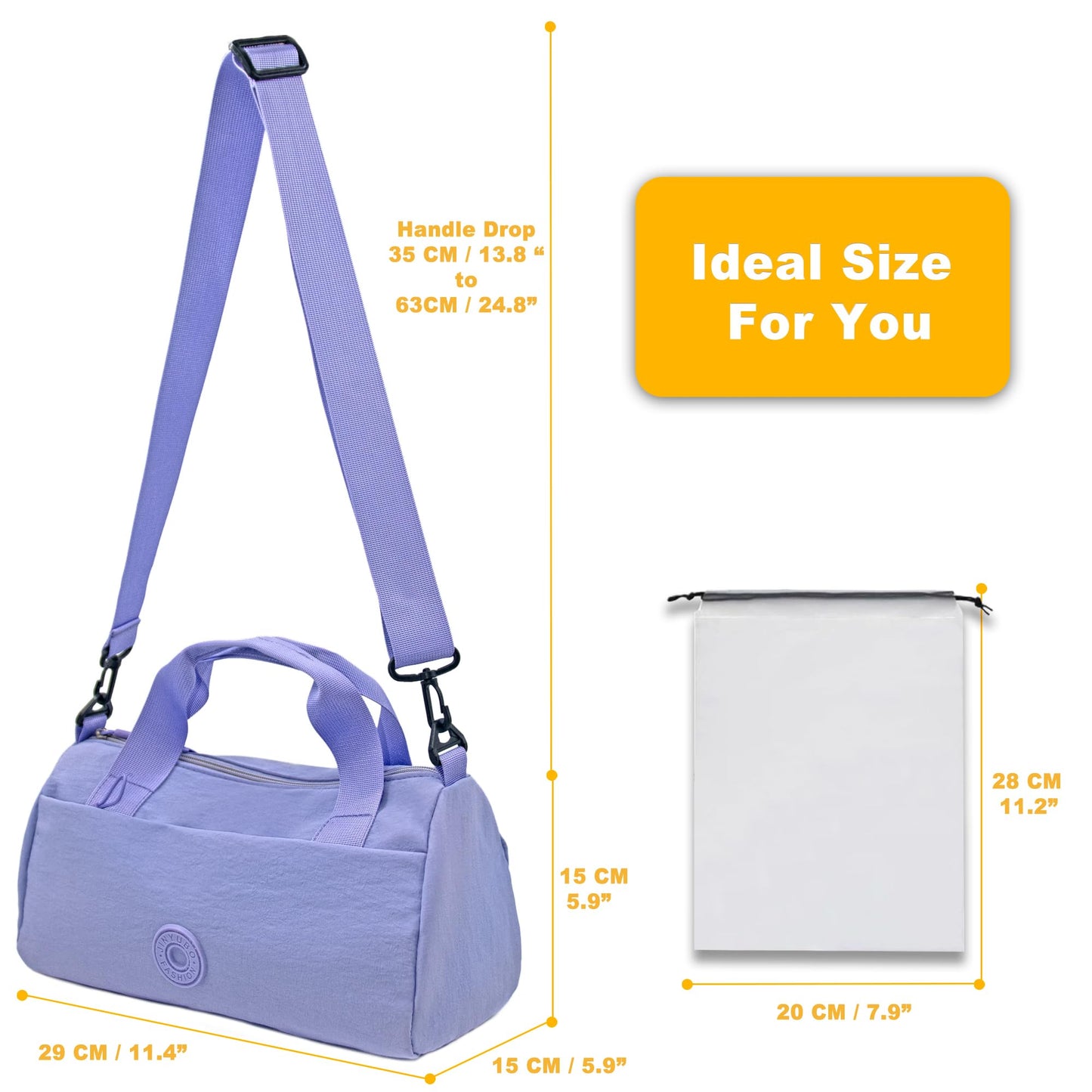 Small Gym Bag for Women,Waterproof Mini Gym Bag with Wet Bag,Small Duffle Bag for Workout Sport Travel Weekender (Purple)