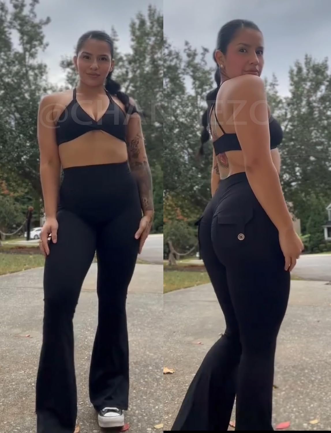 Skiennix Flare Leggings - Women's Scrunch Butt Lifting Workout Pants with Back Pockets | Yoga & Gym Wear