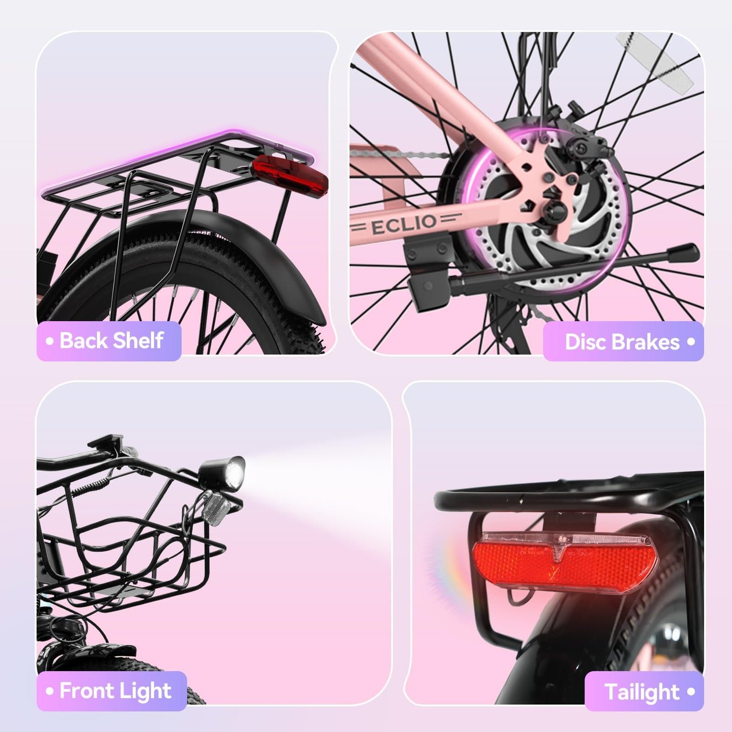 24'' Electric Bike for Adults, Peak 1000W Motor 28MPH, 48V 13Ah Removable Battery 75Miles, Step Through City Cruiser Ebike, Commuter E-Bike with 7-Speed and Front Basket, UL 2849 Certified (Pink)