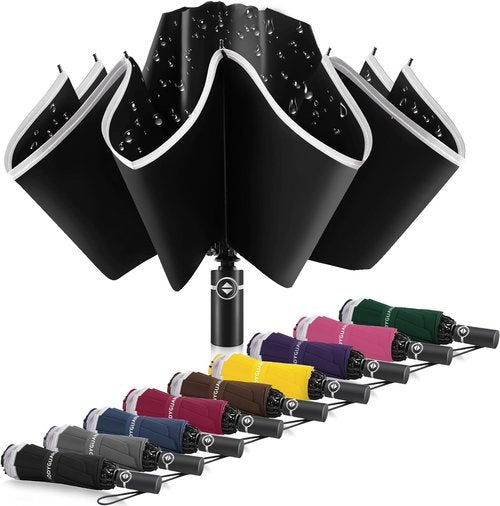 Bodyguard Inverted Umbrella - Large Windproof Design for Rain & Sun | Compact Reverse with Reflective Stripe, Teflon-Coated for Travel