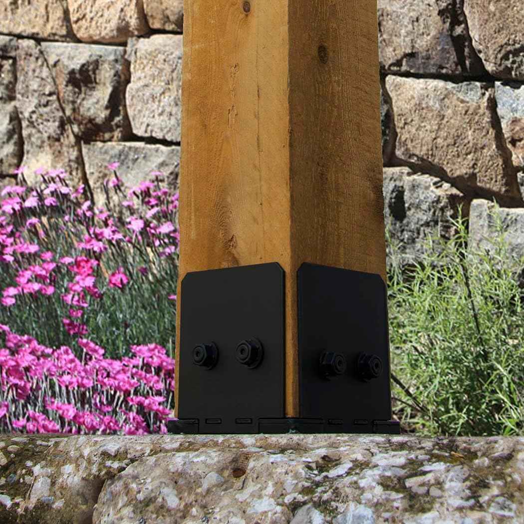 Ozco Laredo Sunset Lite 6x6 Post Base Kit - Galvanized Steel with Decorative Plates & Screws