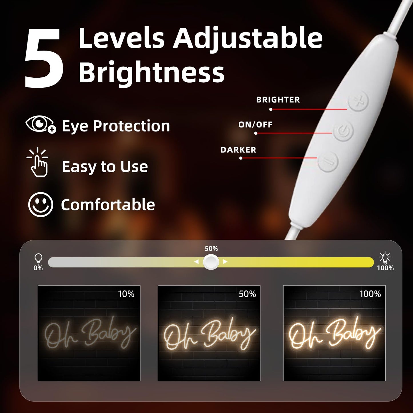 Oh Baby Neon Sign for Backdrop Wall Decor, Boy and Girl Baby Shower Decorations Led Light up Sign for Party Decor, Warm White, 16.5x6.7 inch