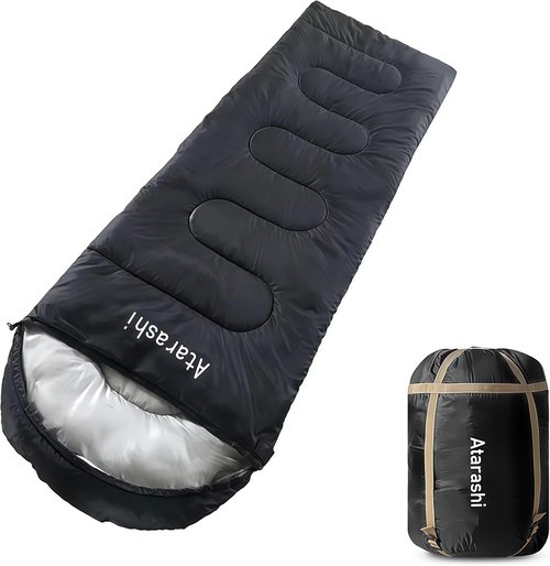 Atarashi Camping Sleeping Bag - 4 Seasons | Extra-Large, Lightweight & Warm with Compression Sack for Hiking & Outdoor Adventures