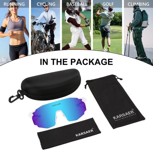 Karsaer Vision Sports Sunglasses for Men and Women TR90 Frame, UV400 Protection, Ideal for Cycling, Running, Baseball
