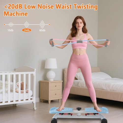 Waist Twisting Machine, Ab Twister Board, Adjustable Home Gym Equipment for Belly Fat - 330lbs Capacity, Ultra Quiet, Non-Slip Base for Women Men（Blue)