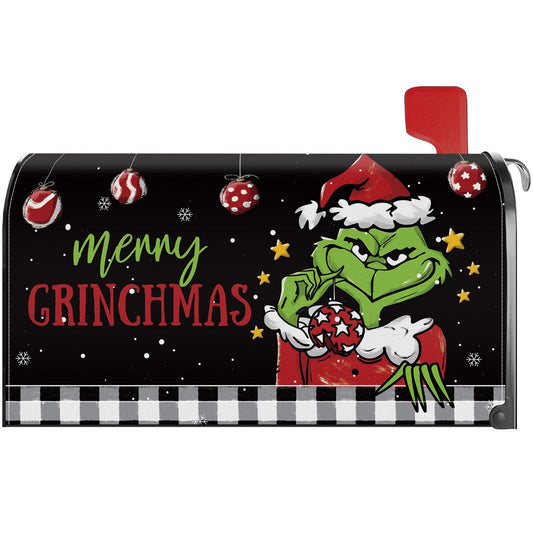 YINENA Christmas Funny Mailbox Cover Magnetic Standard Size 21x18 Inch Winter Christmas Decorative Post Letter Box Wrap Decor Garden Yard Decoration