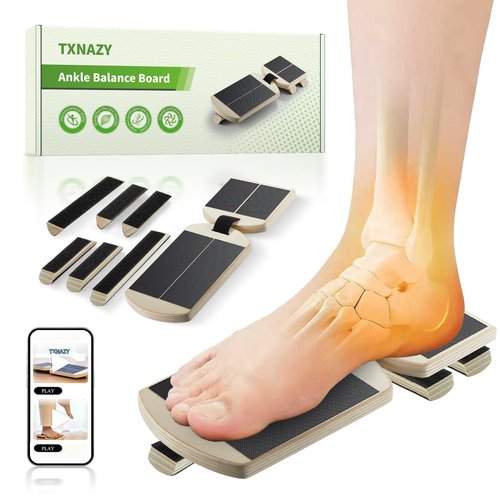 Ankle Balance Board Foot Strengthener with Adjustable Shape Balance Rods for Enhancing Ankle Strength, Posture Correction, and Stability Training (burlywood)