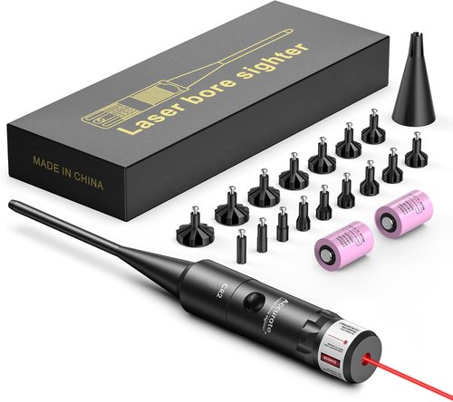 EZshoot Bore Sight Kit - Bright Green/Red Dot Bore Sighter with Easy Big Button Switch | Fits .17 to 12GA Caliber