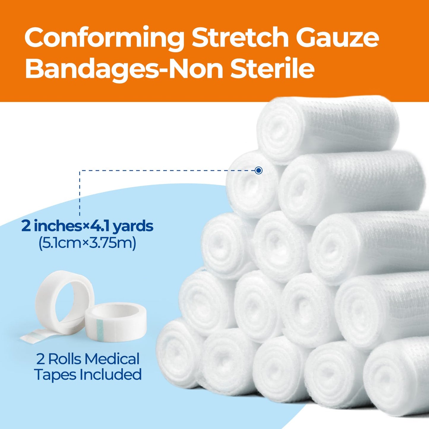 Gauze Rolls Bandages 2" x4.1yds(24 Rolls)
