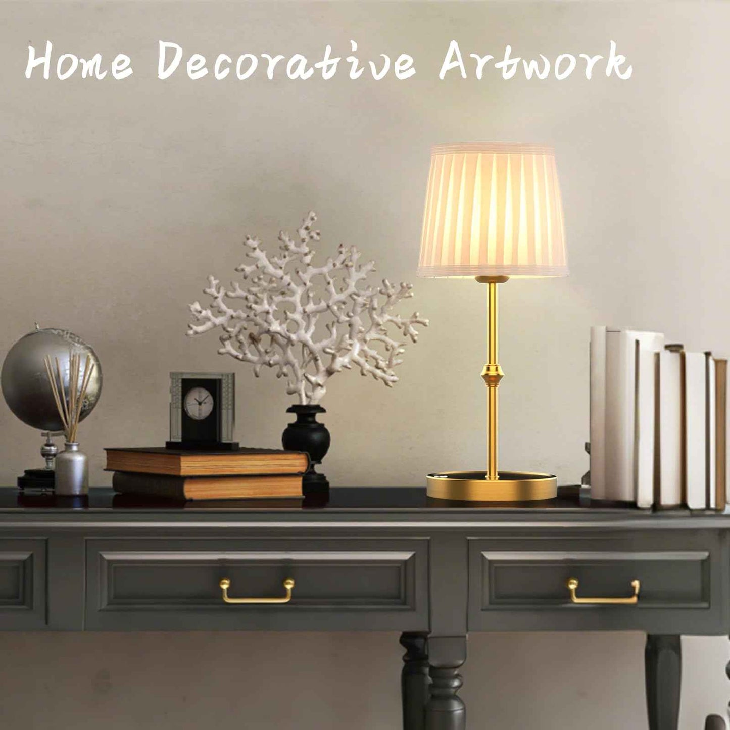 LETSTRY 5200mAh Cordless LED Table Lamp,3-Level Brightness, Rechargeable Battery, Touch Dimmable Wireless Ambient Lamp for Reading Room,Dining Room,Bedroom,Office,Camping,Restaurant,Antique Brass