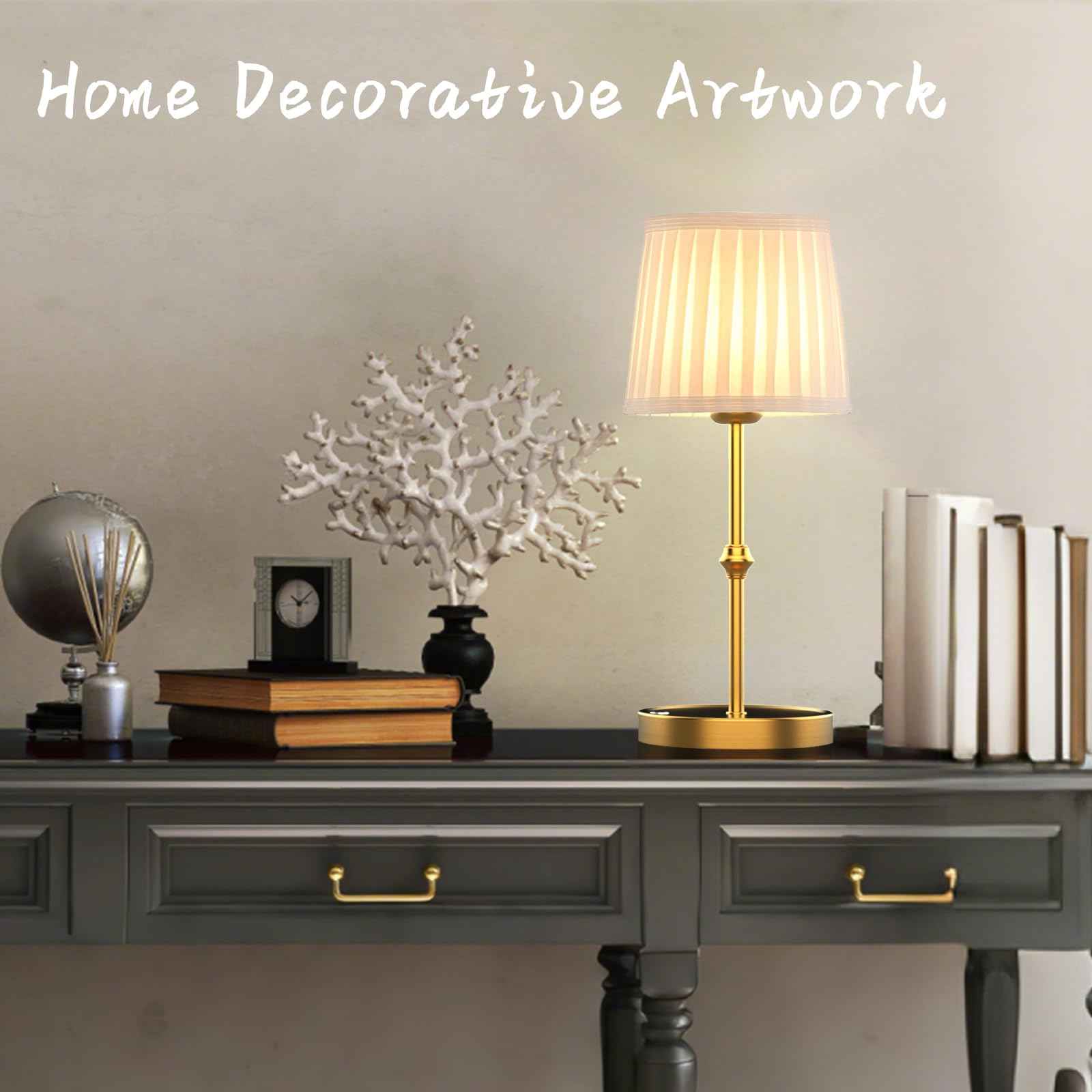 LETSTRY 5200mAh Cordless LED Table Lamp,3-Level Brightness, Rechargeable Battery, Touch Dimmable Wireless Ambient Lamp for Reading Room,Dining Room,Bedroom,Office,Camping,Restaurant,Antique Brass