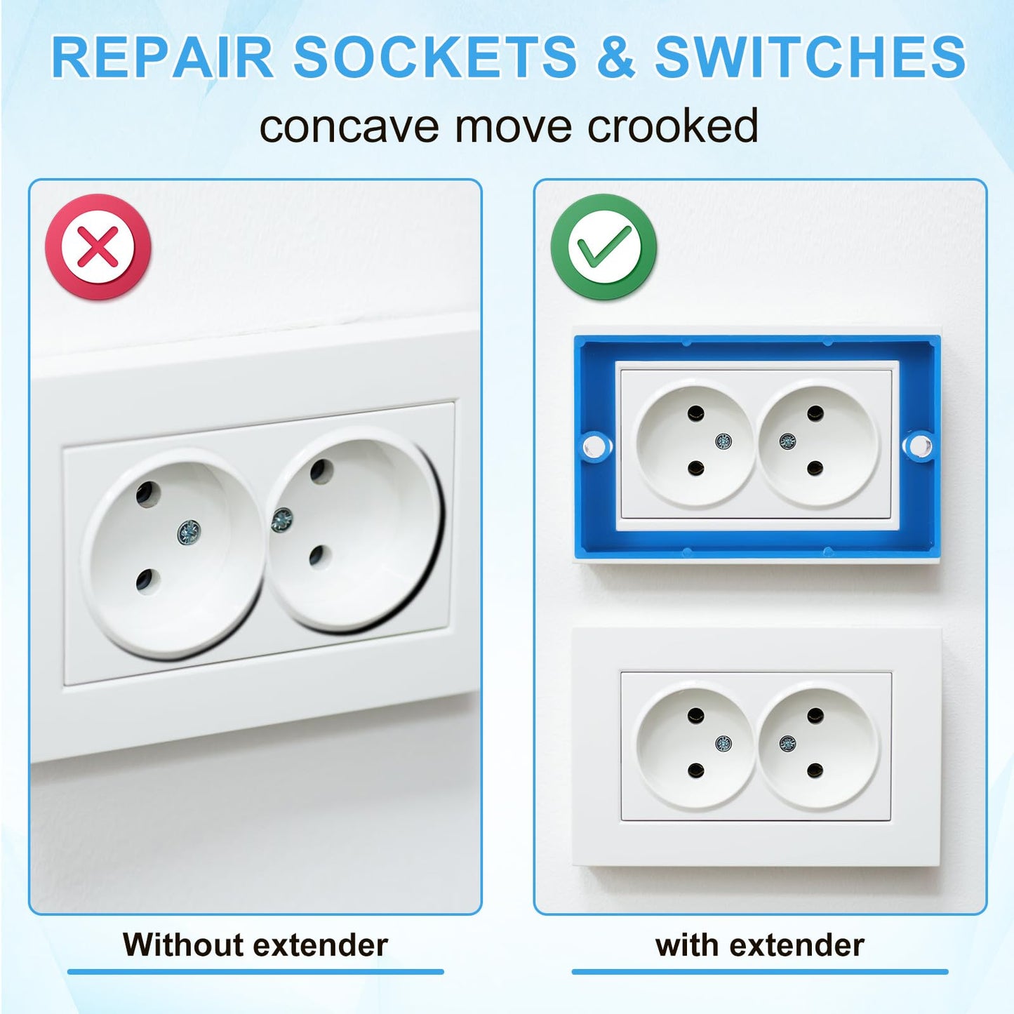 4pcs Electrical Box Extenders, 1/4" Receptacle Outlet Box Extenders Single Gang Extender with 8 Screws Outlet Extender for Electrical and Power Socket Switch (Thin Style)