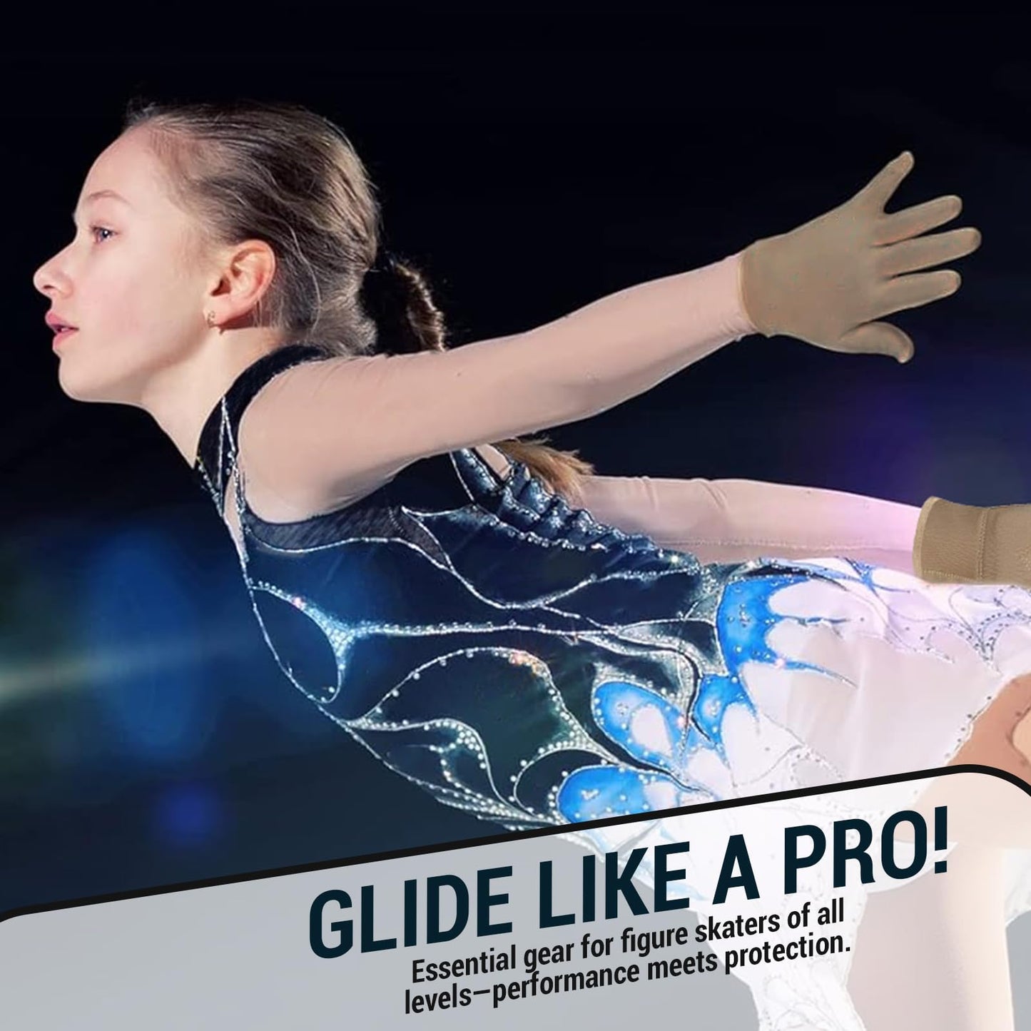 Kami-So Figure Skating Gloves | Ice Skating Accessories | Gel Wrist Protection | Thermal Padded Wear | Skate Accessories for Practice, Skate Outfit, Nude Gloves - Large, Beige (Waterproof)