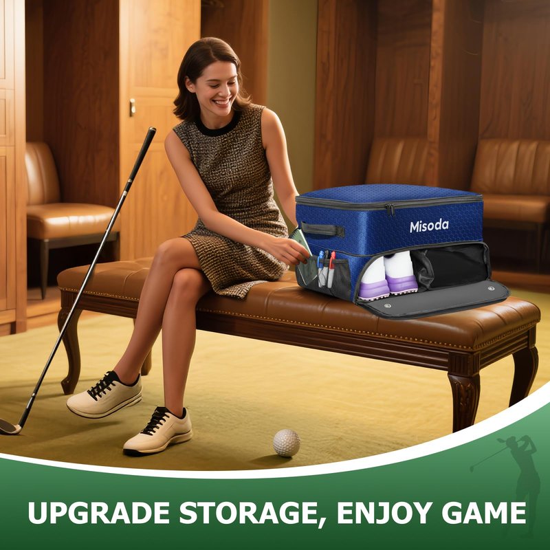 Misoda Golf Trunk Organizer with Shoe Storage, Golf Gifts for Men,2-Pair Capacity, Waterproof Car Trunk Locker Storage Box for Golf Gear and Accessories,Golfer Gifts(Blue) Count
