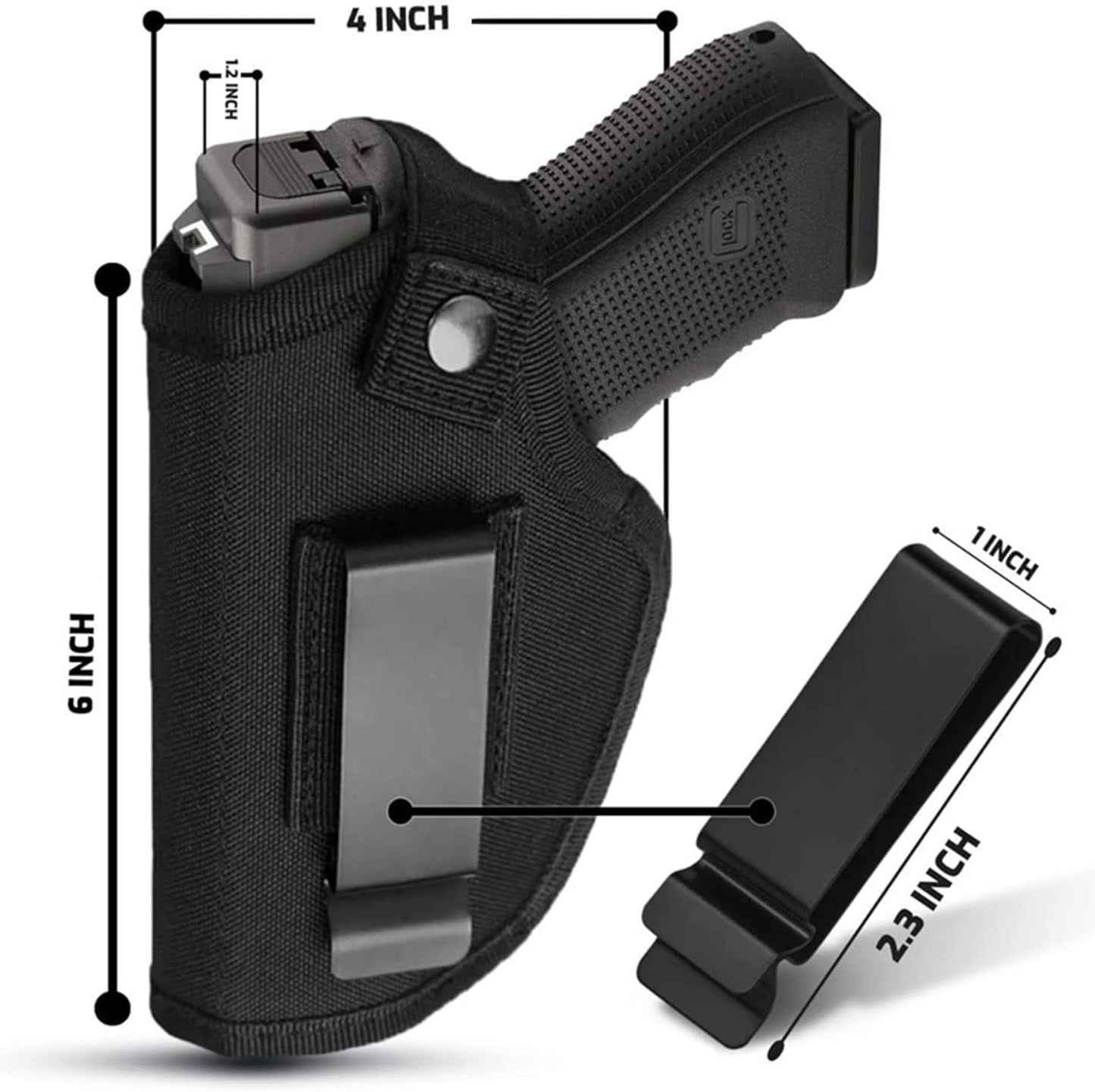 Skiennix Concealed Carry Holster - Metal Clip IWB/OWB for Airsoft Pistol Handguns | Right & Left Hand Draw